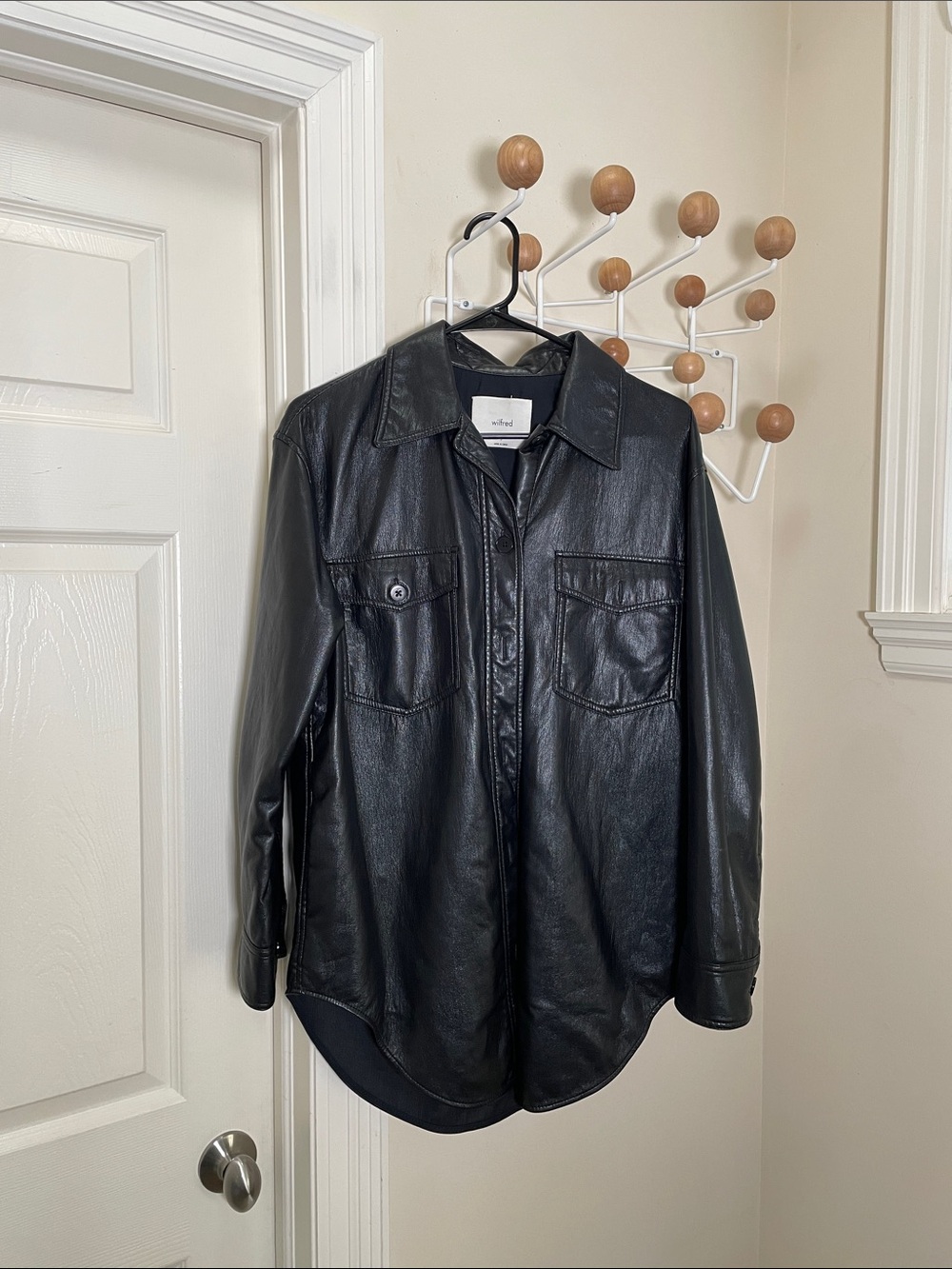 Aritzia WilfredFaux Leather Button Down Shirt Jacket  Black S